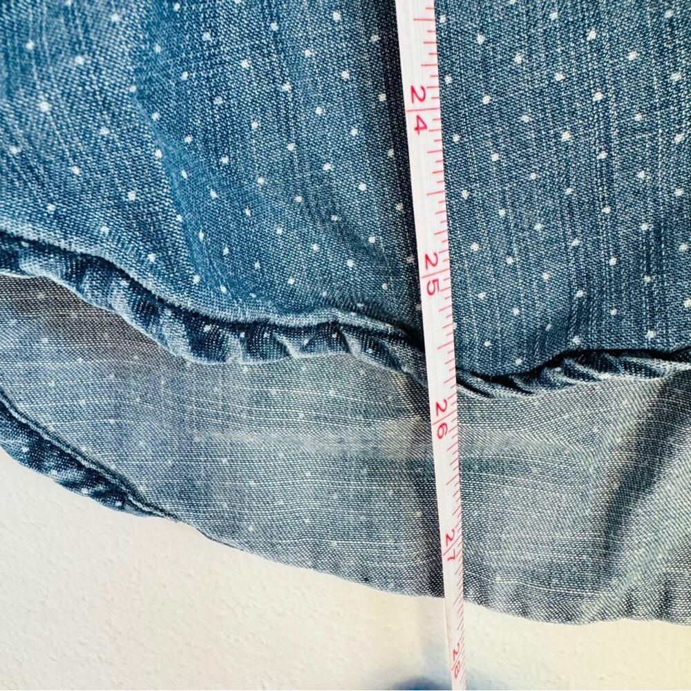 ANTHROPOLOGIE CLOTH STONE Blue Denim Polka Dot Popover $98 Blouse Shirt Top M - Picture 13 of 14